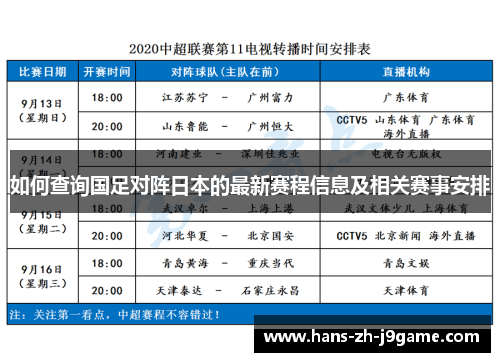 如何查询国足对阵日本的最新赛程信息及相关赛事安排